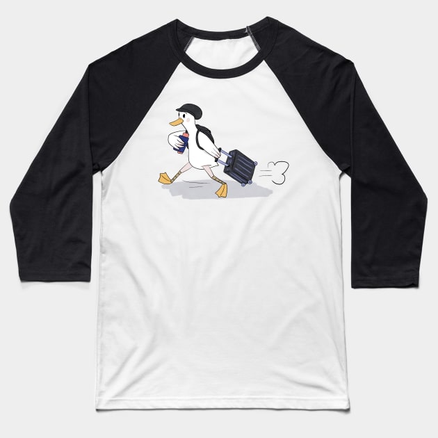 Traveling Doo Doo duck Baseball T-Shirt by LaartStudio